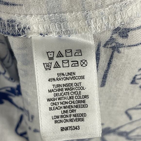 Calypso St Barth Maxi Shirt Dress Linen Button Front 3/4 Sleev White Blue Medium - Picture 7 of 12